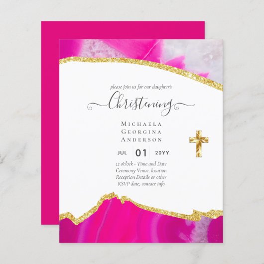BUDGET CHRISTENING Invite Baptism Bautizo Bautismo (Voorkant / Achterkant)
