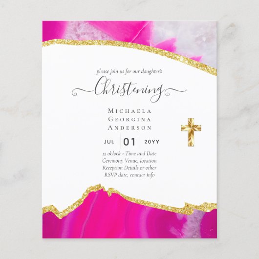 BUDGET CHRISTENING Invite Baptism Bautizo Bautismo (Voorkant)