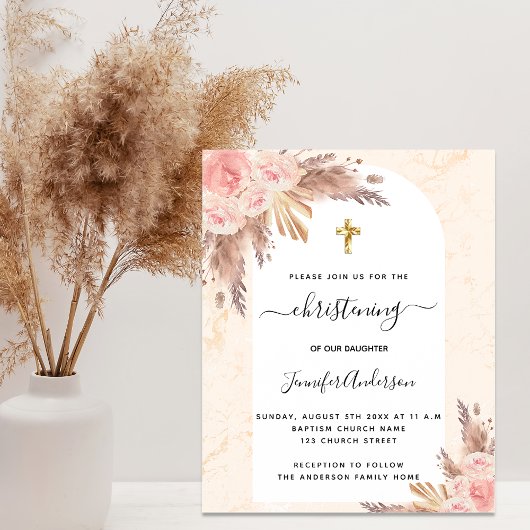 Budget Christening pampas roos blush marmer