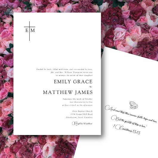 Budget Christian Monogrammed Cross Modern Minimal Kaart