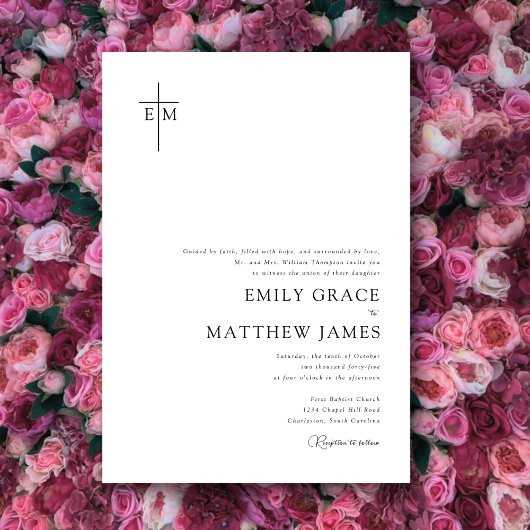 Budget Christian Monogrammed Cross Modern Minimal Kaart