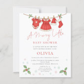 Budget Christmas Clothesline Baby Shower Invite (Voorkant)