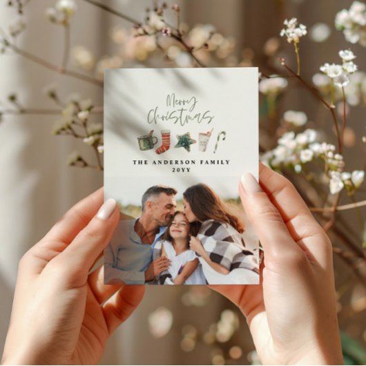 budget Christmas cookie 1 photo candy cane Holiday Notitiekaartje