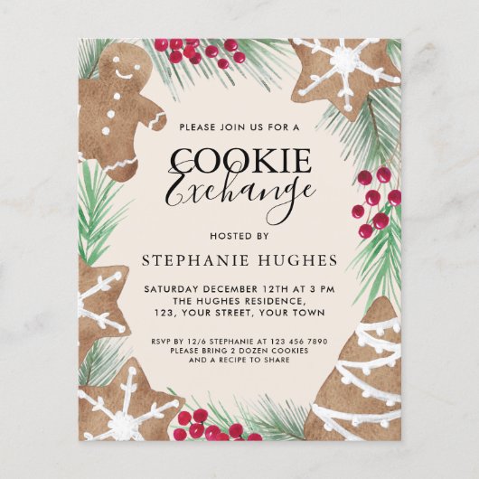 Budget Christmas Cookie Exchange Party Invitation (Voorkant)
