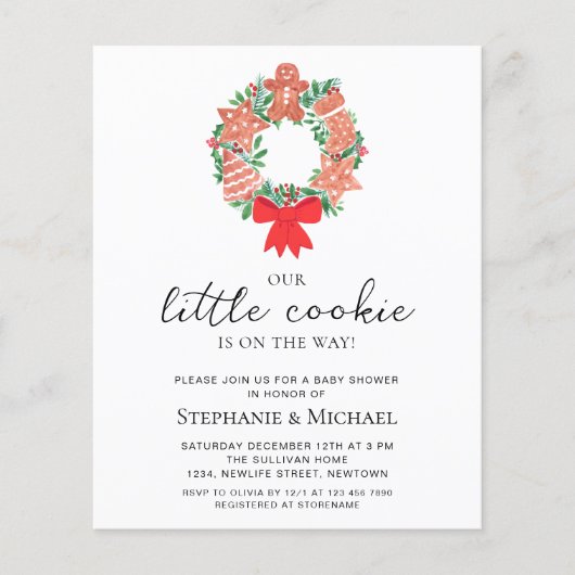 Budget Christmas Holiday Baby shower Invitation (Voorkant)