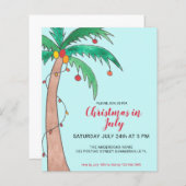 Budget Christmas In July Party Palm Invitation (Voorkant / Achterkant)