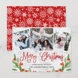 Budget Christmas Rustic 3 FOTO Wenskaart Briefkaart