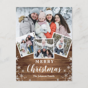 Budget Christmas Rustic Wood 4 FOTO Vakantie Kaart