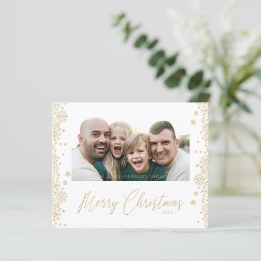 Budget Christmas Snowflakes Fancy Minimalist Photo (Staand voorkant)