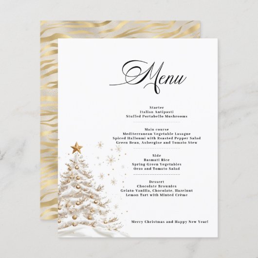 Budget Christmas Tree Menu Card Paper Sheet (Voorkant / Achterkant)