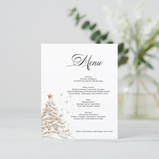 Budget Christmas Tree Menu Card Paper Sheet (Staand voorkant)
