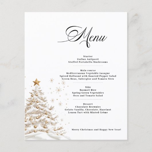 Budget Christmas Tree Menu Card Paper Sheet (Voorkant)
