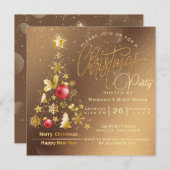 Budget Christmas Tree Party Goud Kaart (Voorkant / Achterkant)