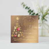 Budget Christmas Tree Party Goud Kaart (Staand voorkant)