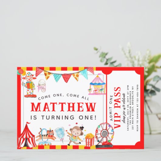 Budget Circus Carnaval Show Ticket Leuke Verjaarda (Staand voorkant)