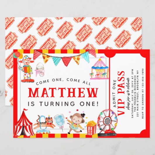 Budget Circus Carnaval Show Ticket Leuke Verjaarda (Voorkant / Achterkant)