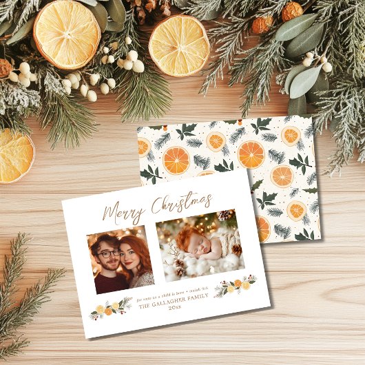 Budget Citrus Hygge Kerst Flat Vakantie Kaart