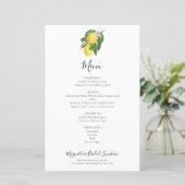 BUDGET Citrus Lemon Bridal Luncheon Menu (Staand voorkant)