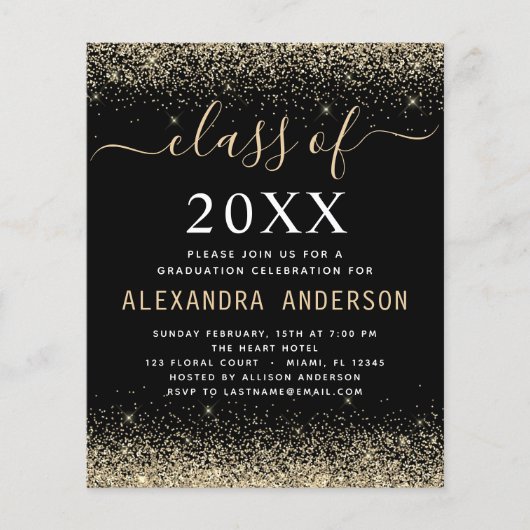 Budget Class of 2023 Photo Afstuderen Gold Black Flyer (Voorkant)