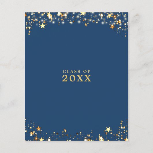 Budget Class Reunion Blue Gold Sterren Uitnodiging (Achterkant)