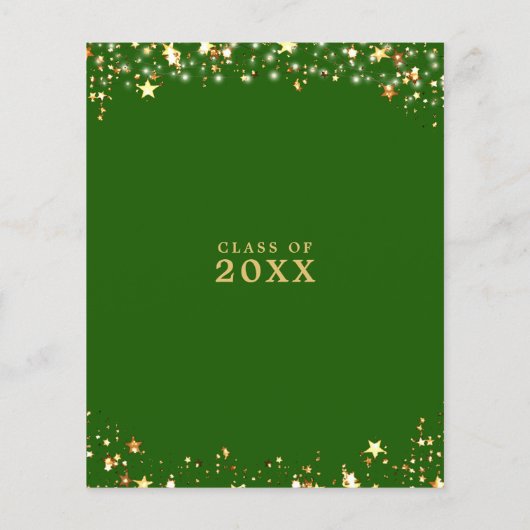 Budget Class Reunion Groen Gouden Sterren Uitnodig (Achterkant)