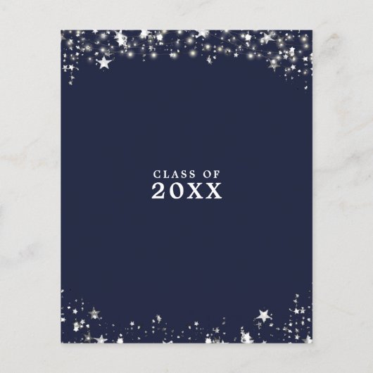 Budget Class Reunion Navy Blue Stars Uitnodiging (Achterkant)