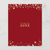 Budget Class Reunion Red Gold Sterren Uitnodiging (Achterkant)