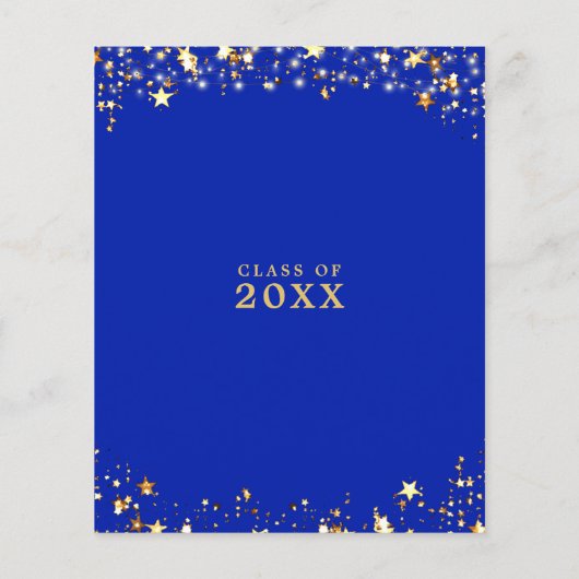 Budget Class Reunion Royal Blue Gold Uitnodiging (Achterkant)