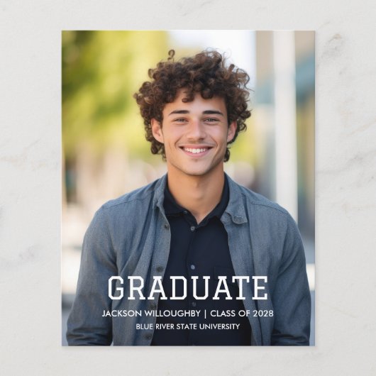 Budget Classic Afstuderen Uitnodiging met Foto (Voorkant)