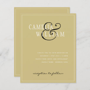 BUDGET Classic Black Gold White Weduwen Invite Fly