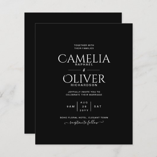 BUDGET Classic Black White MONOCHROME Weddenschap (Voorkant / Achterkant)