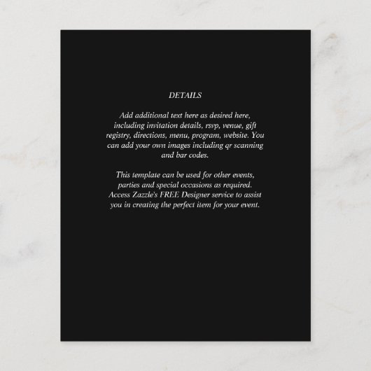 BUDGET Classic Black White MONOCHROME Weddenschap Flyer (Achterkant)