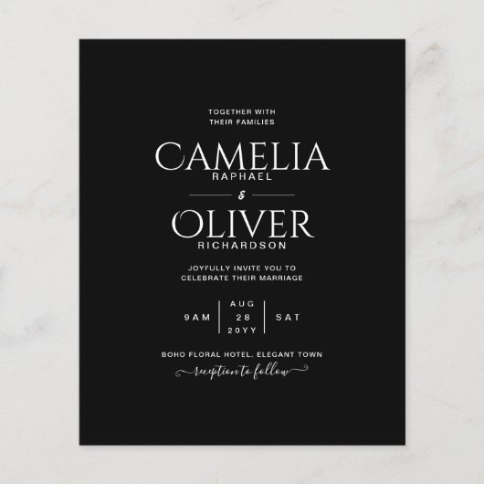 BUDGET Classic Black White MONOCHROME Weddenschap Flyer (Voorkant)