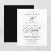 Budget Classic Black & White Wedding Invitation (Voorkant / Achterkant)