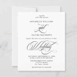 Budget Classic Black & White Wedding Invitation