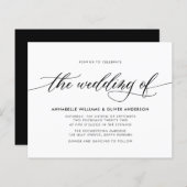 Budget Classic Black & White Wedding Invitation (Voorkant / Achterkant)