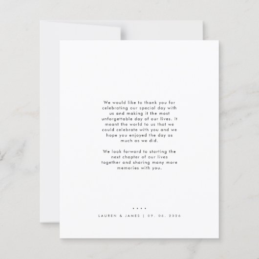 Budget Classic Black & White Wedding Thank you (Achterkant)
