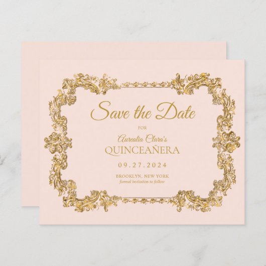 BUDGET Classic Blush Roze Goud Lijst Quinceanera (Voorkant / Achterkant)