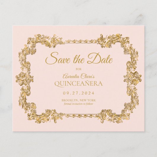 BUDGET Classic Blush Roze Goud Lijst Quinceanera (Voorkant)
