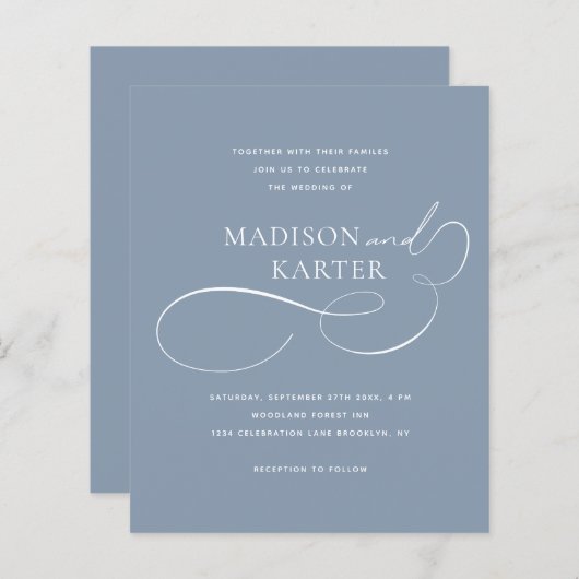 BUDGET Classic Dusty Blue Infinity en bruiloft (Voorkant / Achterkant)