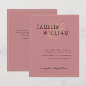 BUDGET Classic Dusty Roos Pink Gold Wedding Invite (Voorkant / Achterkant)