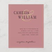 BUDGET Classic Dusty Roos Pink Gold Wedding Invite (Voorkant)