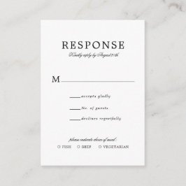 BUDGET Classic Eenvoudige bruiloft RSVP Maaltijd E Informatiekaartje
