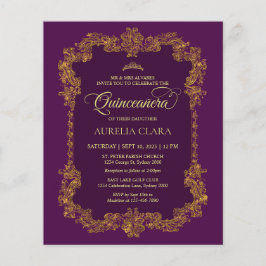 Budget Classic Elegant Paarse gouden Quinceanera