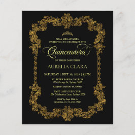 Budget Classic Elegant Zwart Goud Quinceanera