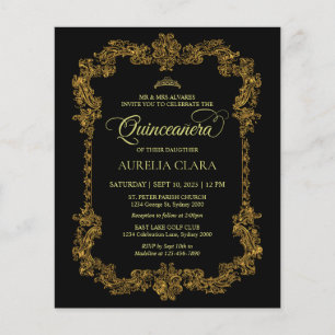 Budget Classic Elegant Zwart Goud Quinceanera