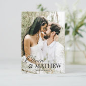 BUDGET Classic Elegante Kalligrafie Foto Bruiloft Bedankkaart (Staand voorkant)