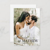 BUDGET Classic Elegante Kalligrafie Foto Bruiloft Bedankkaart (Voorkant / Achterkant)