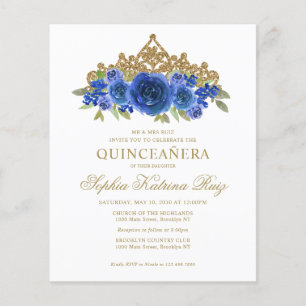 Budget Classic Floral Royal Blue Tiara Quinceañera