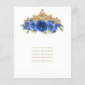 Budget Classic Floral Royal Blue Tiara Quinceañera Flyer (Achterkant)